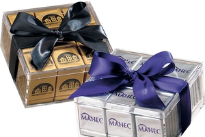 Food Promotionals - Chocolate Square Box with Printed Ribbon